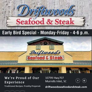 Driftwoods Seafood and Steak Ad